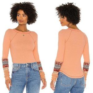 Free People Thermal Top - Coral & Crochet